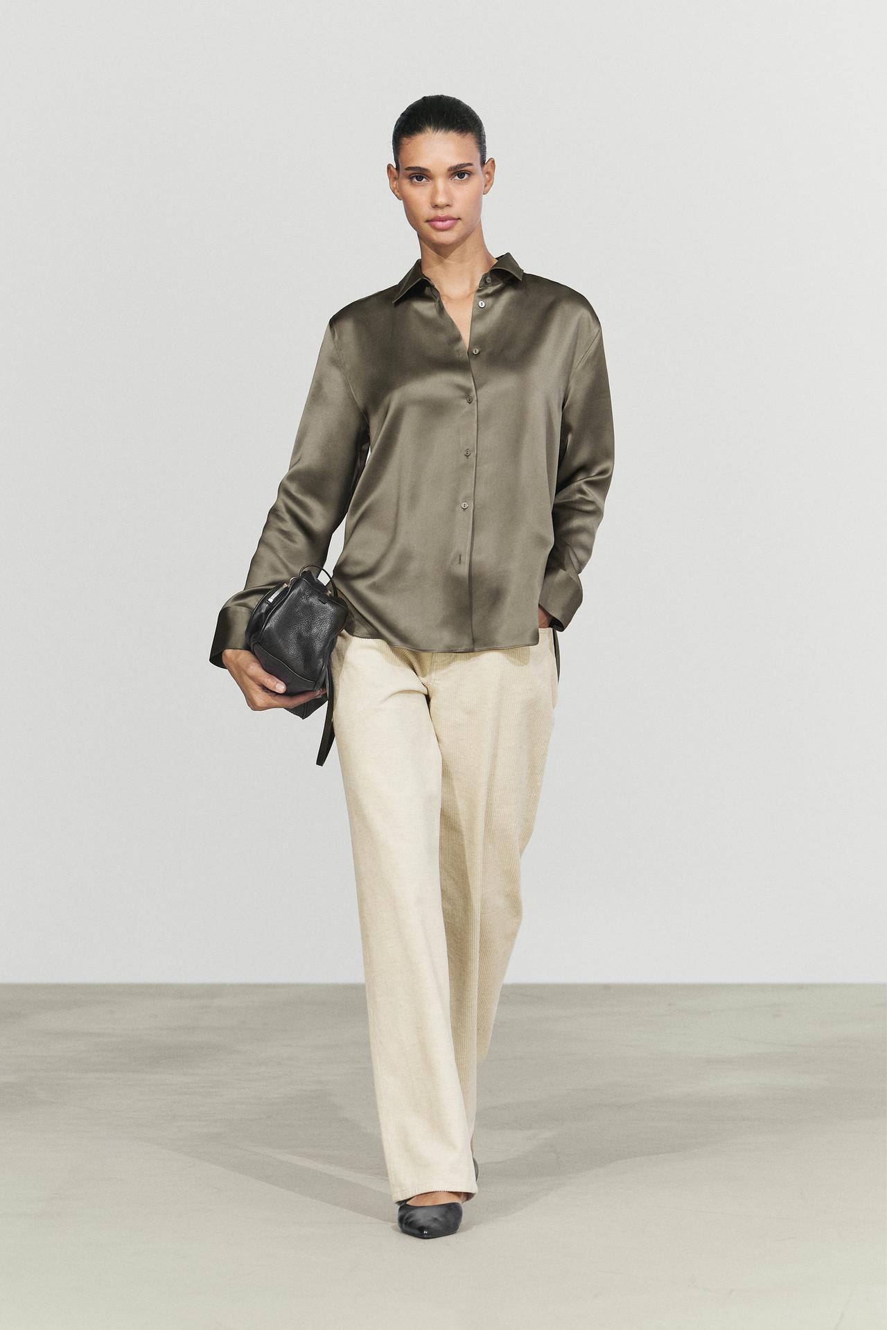 Flowing satin shirt — Dark salmon