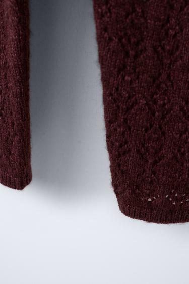 SALOPETTE EN MAILLE AJOURÉE AVEC CACHEMIRE - Aubergine de Zara - Image 3
