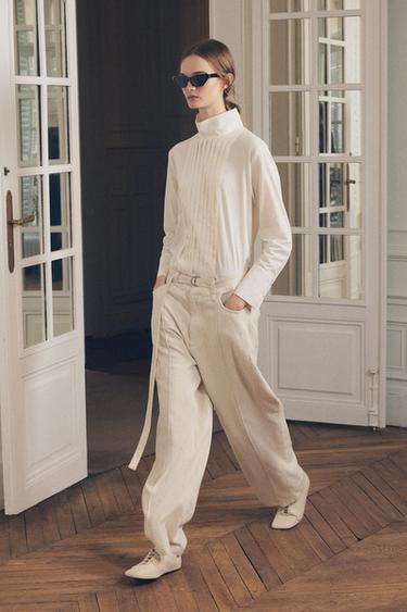PLEATED BLOUSE ZW COLLECTION - Ecru by Zara - Image 0