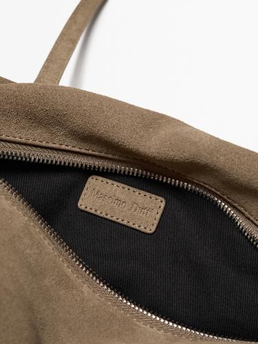 Zara Split suede satchel bag - Sand - Image 0