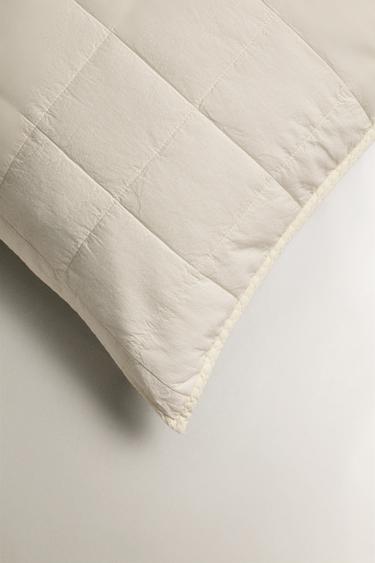 CHECK CUSHION COVER FOR QUILTS - Ecru by Zara - Image 1