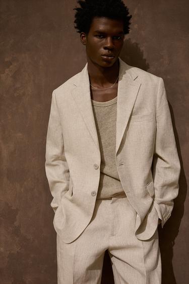 100% LINEN SUIT BLAZER - Light beige by Zara
