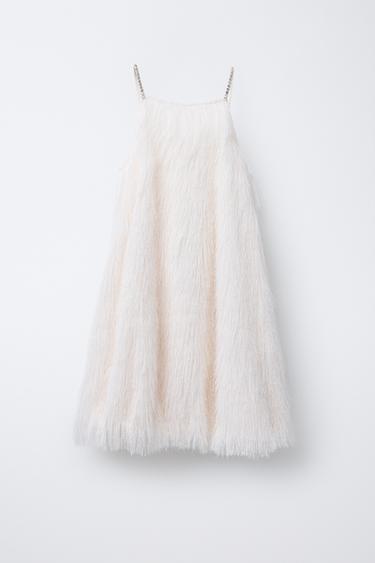 VESTIDO GLOBO FLECOS - Crudo de Zara