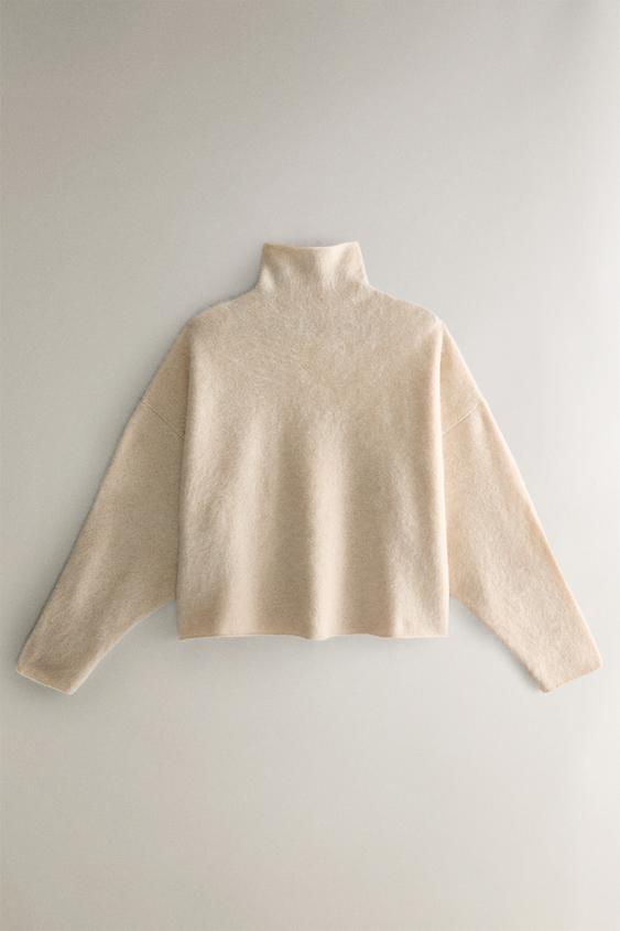 CASHMERE SWEATER WITH COLLAR - Beige | ZARA United States