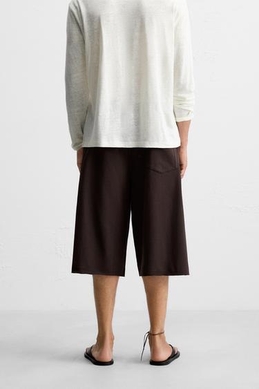 OVERSIZED FIT PLEATED BERMUDA SHORTS - Brown by Zara - Image 2