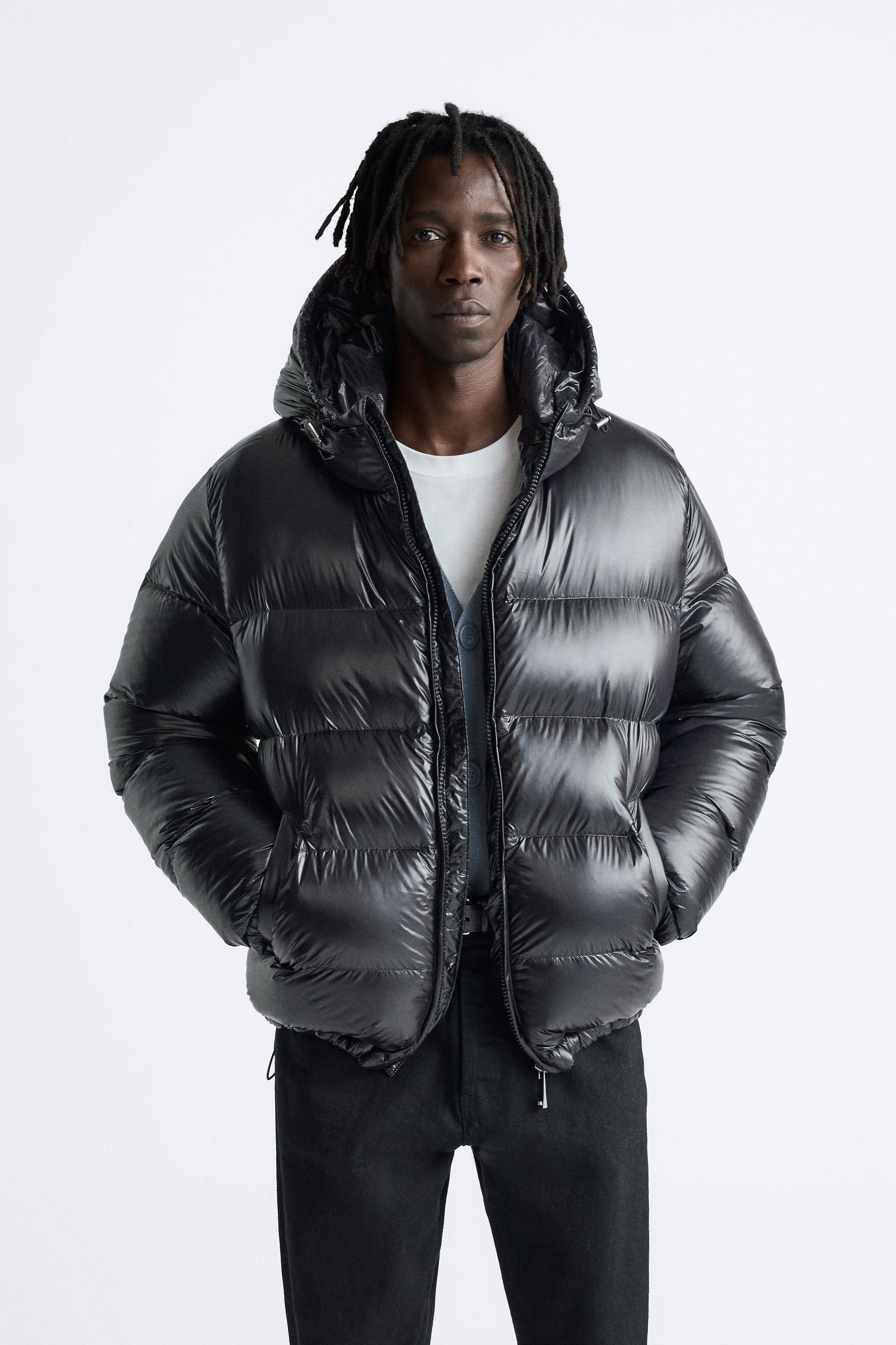 100% FEATHER FILL PUFFER JACKET - Black