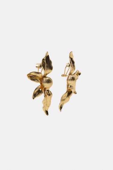 FAN FLOWER EARRINGS - Golden by Zara - Image 3