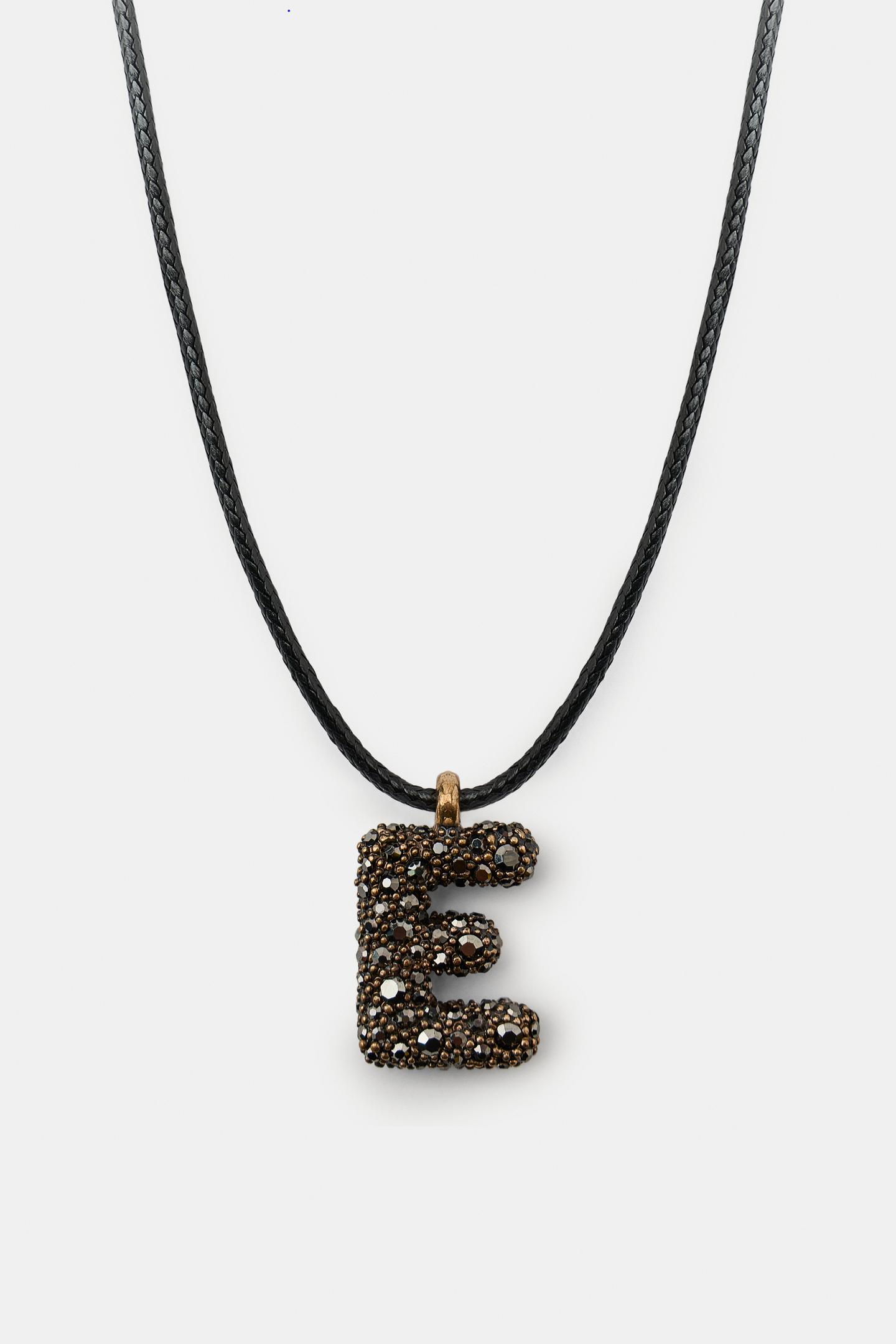 Женское колье Zara Letter Cord, цвет: Антрацитовый серый — фото 9
