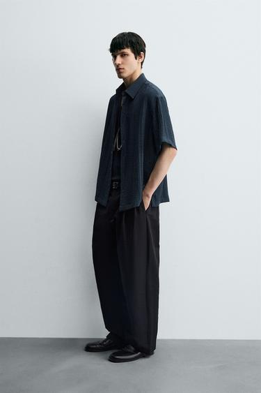 FLOWING TEXTURED SHIRT - Grey / Blue by Zara - Image 3