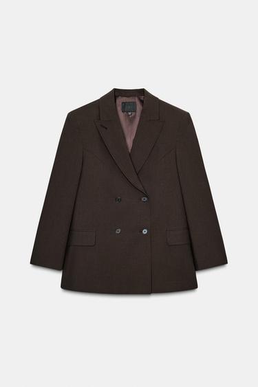 OVERSIZE DOUBLE-BREASTED BLAZER - Brown by Zara