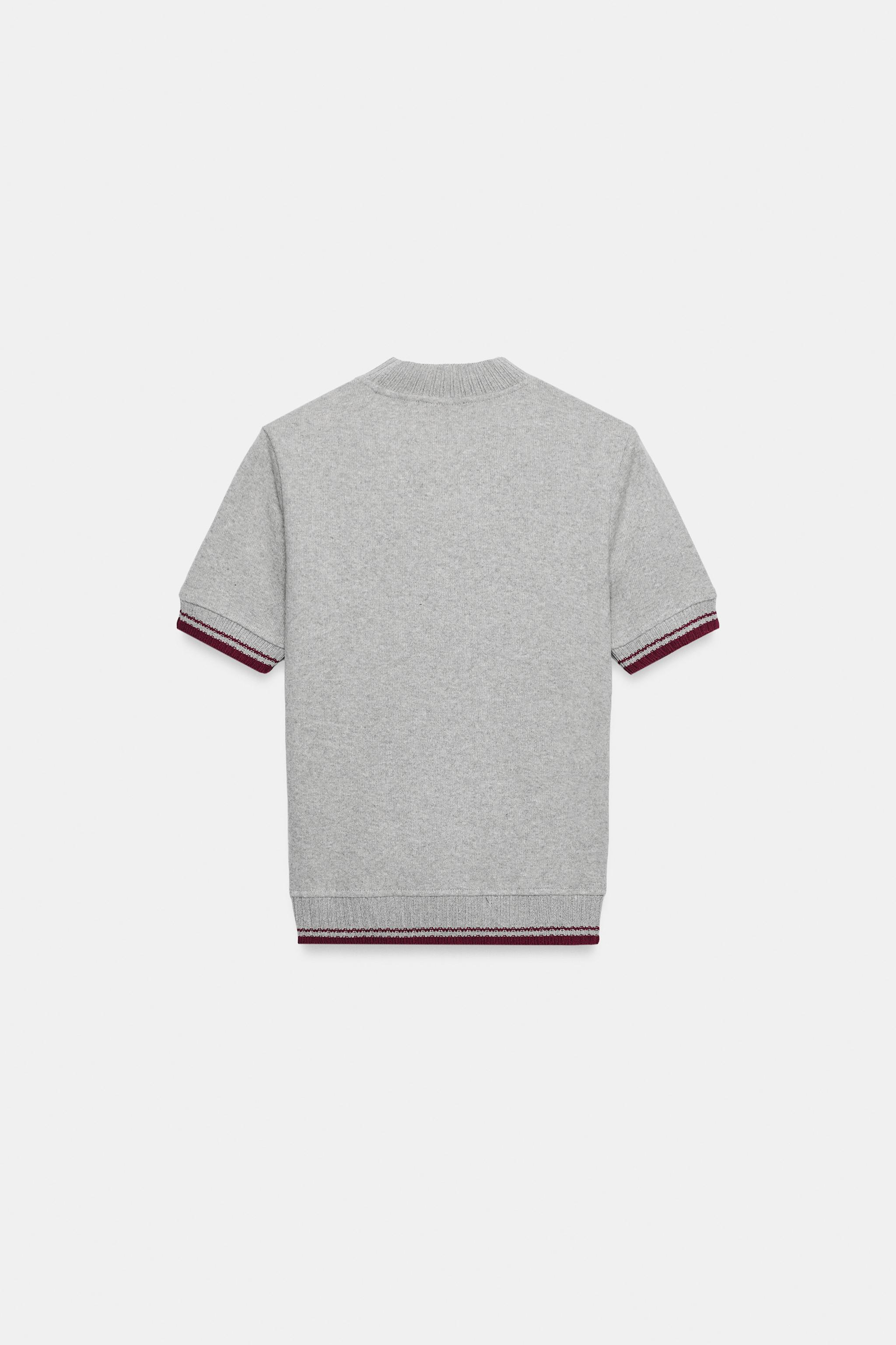ZA EMBROIDERED CONTRAST T-SHIRT