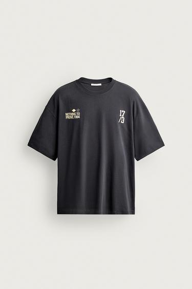 CONTRAST PRINT BOXY FIT T-SHIRT - Navy blue by Zara