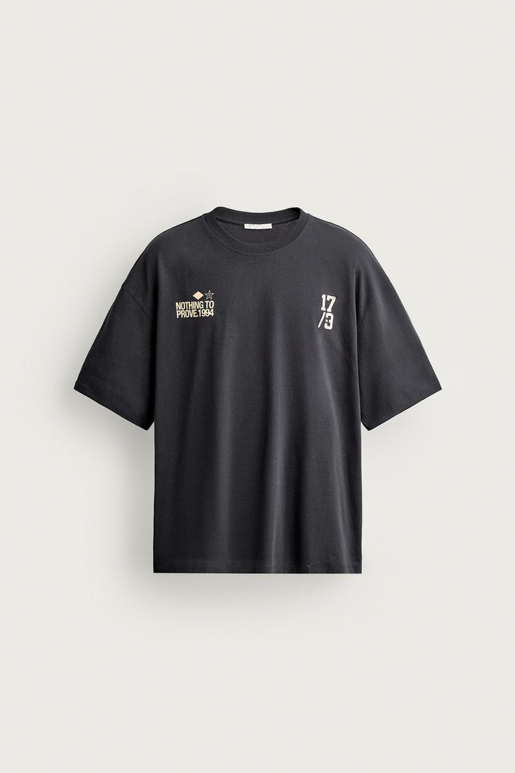 CONTRAST PRINT BOXY FIT T-SHIRT