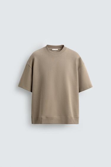 Zara TECHNICAL INTERLOCK SWEATSHIRT - Sand