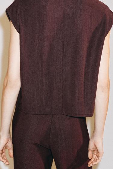 TOP RUSTIQUE SANS MANCHES - Bordeaux de Zara - Image 2
