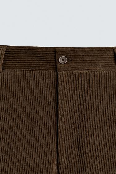 PANTALON COUPE LARGE EN VELOURS CÔTELÉ - Marron de Zara - Image 8