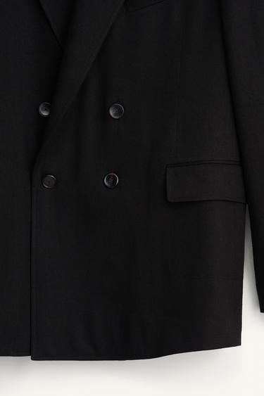 VESTE DE COSTUME À BOUTONNAGE CROISÉ LIN ET LYOCELL - Noir de Zara - Image 9