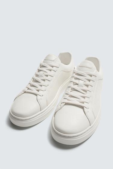 BASKETS EN CUIR - Blanc de Zara - Image 4