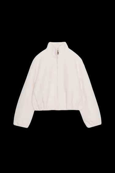 HIGH NECK BOUCLÉ JACKET - Ecru by Zara - Image 0