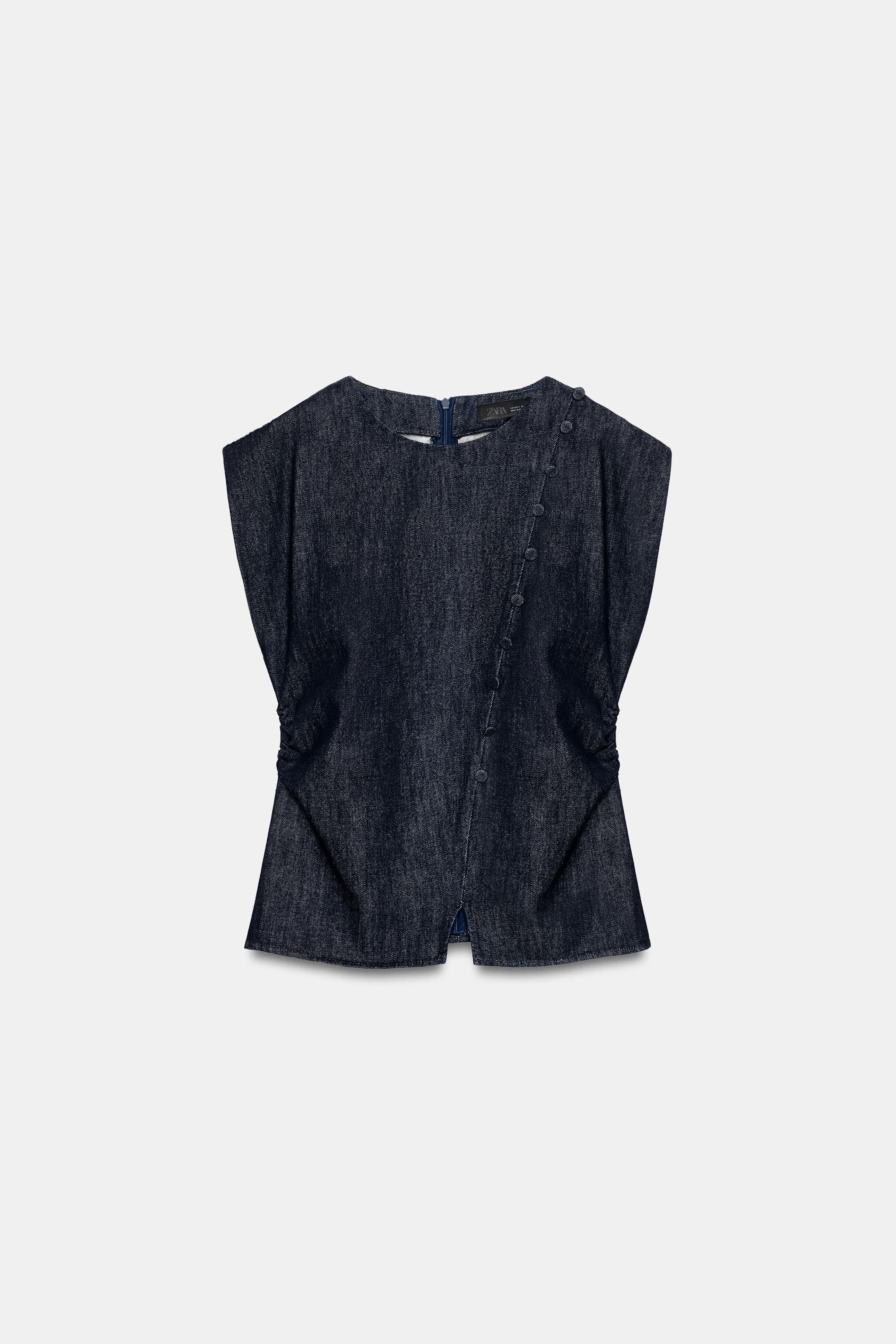 Zara Z1975 KAPLAMALI DÜĞMELİ DENIM TOP görsel 6