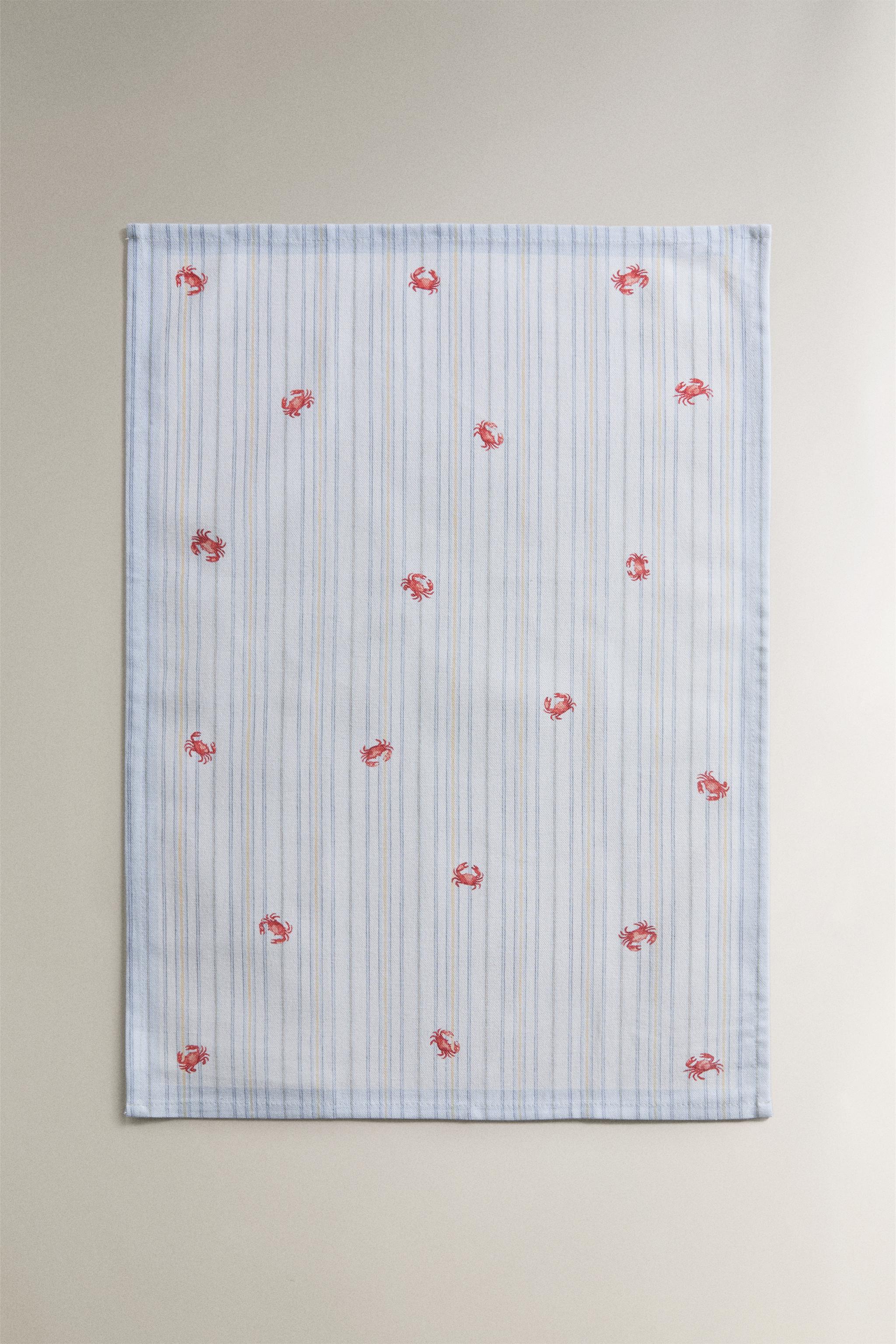PACK OF CRAB PRINT TEA TOWELS (PACK OF 2) — Blue