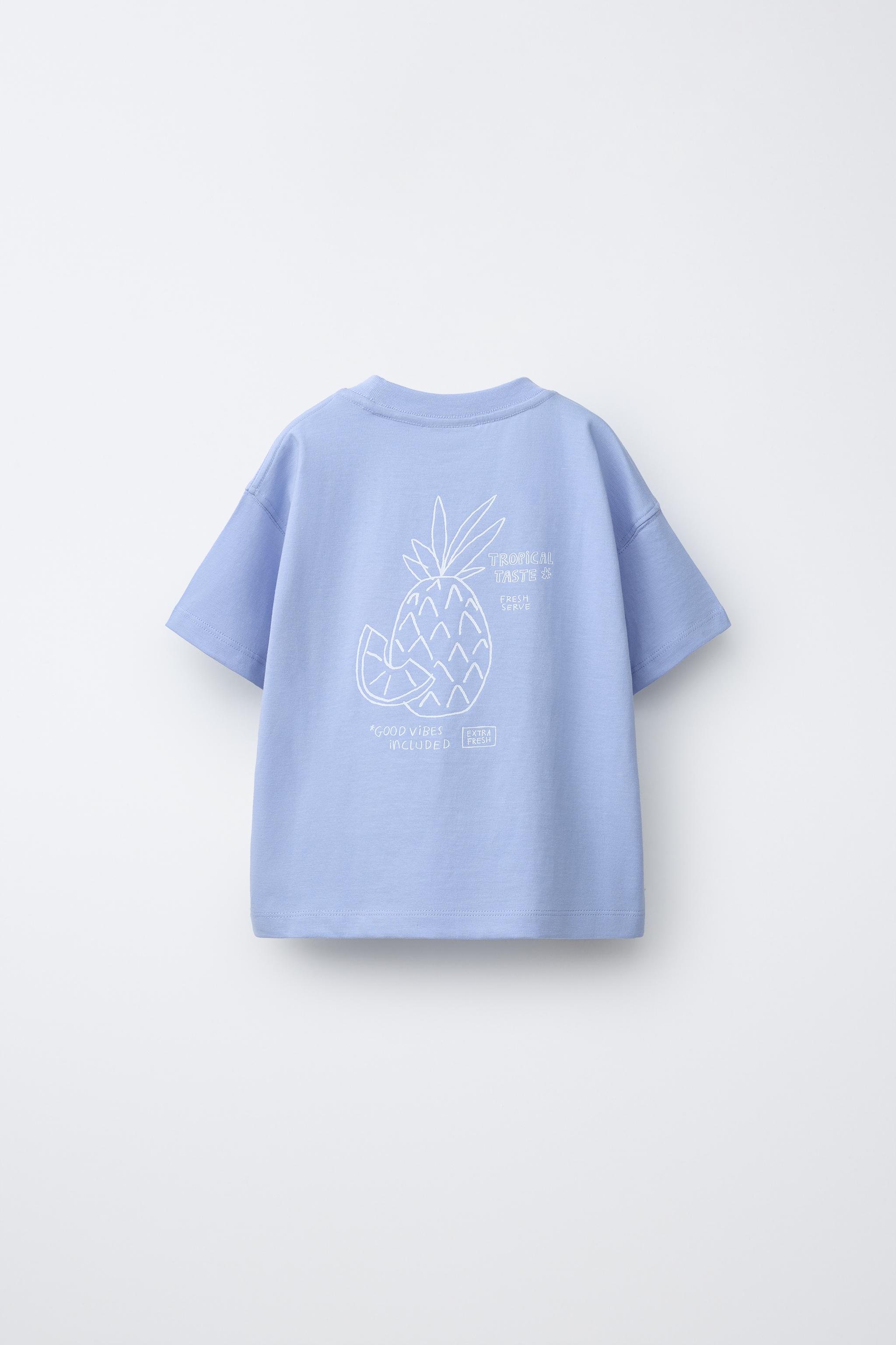 PRINTED T-SHIRT — Light blue