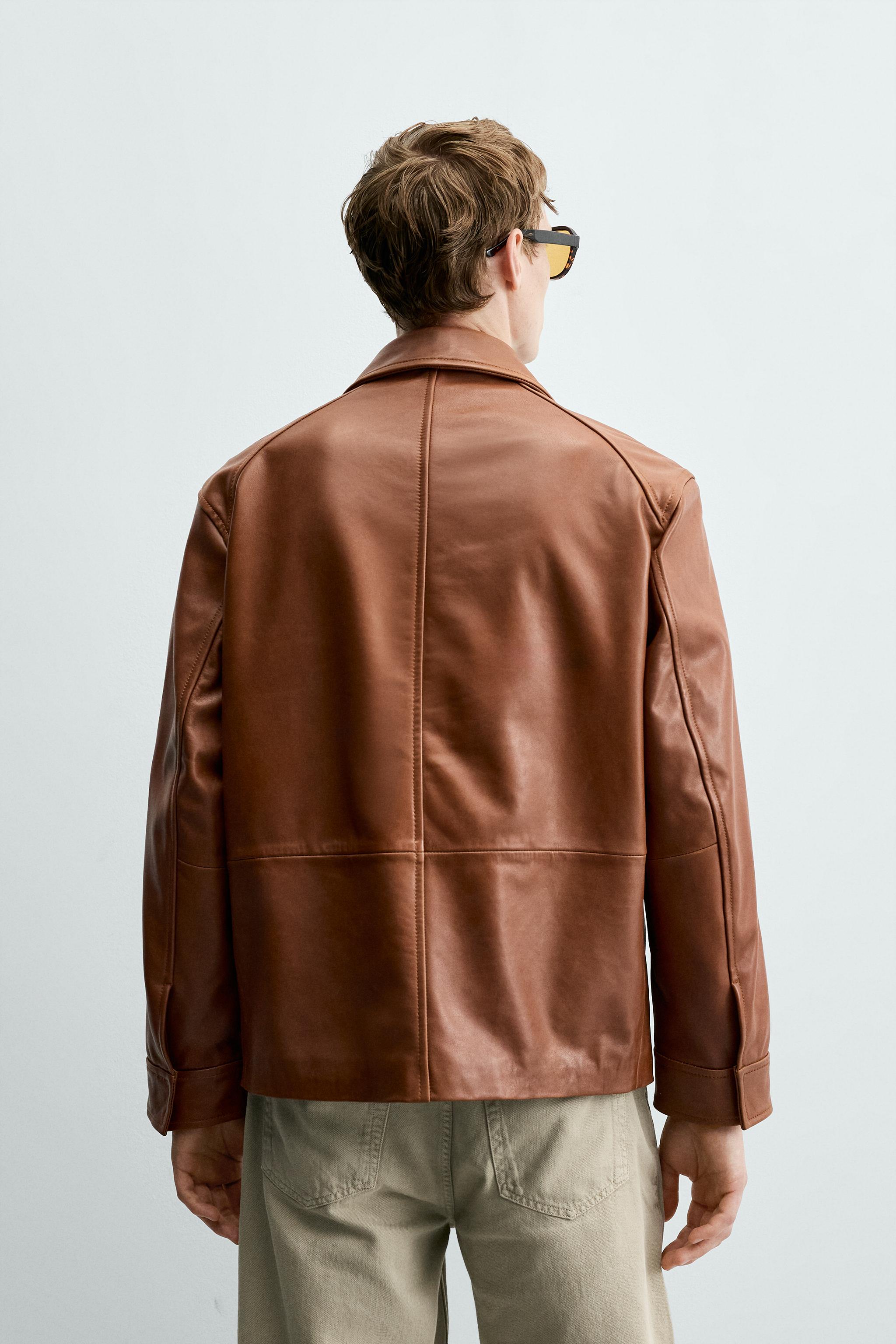 BLOUSON REGULAR FIT EN CUIR
