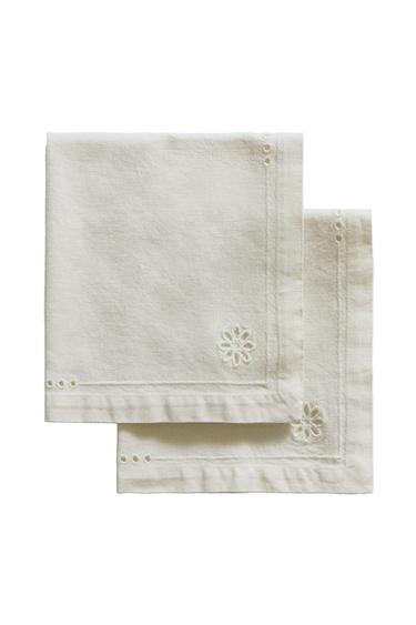 CONJUNTO DE GUARDANAPOS BORDADOS PERFURADOS (CONJUNTO DE 2) - Branco da Zara