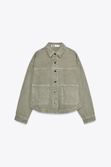 Z1975 DENIM JACKET WITH POCKETS - Khaki by Zara