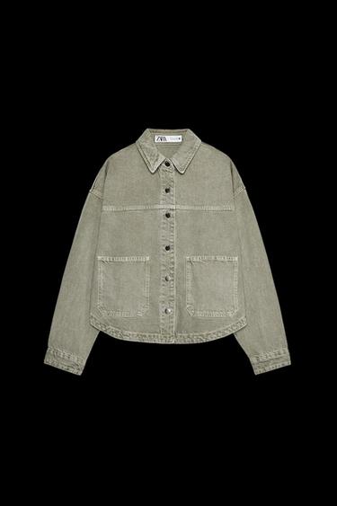 Zara POCKETED Z1975 DENIM JACKET - Khaki - Image 0