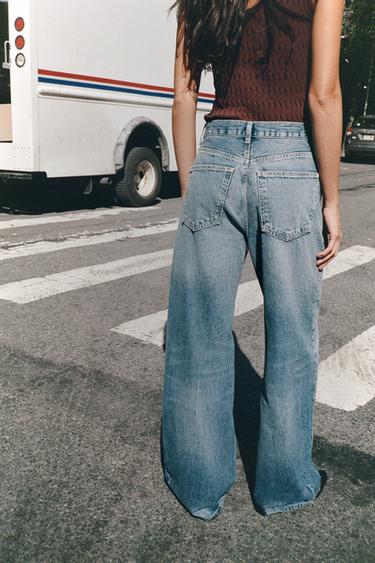 JEANS TRF EXTRA WIDE LEG TIRO ALTO - نيلي by Zara