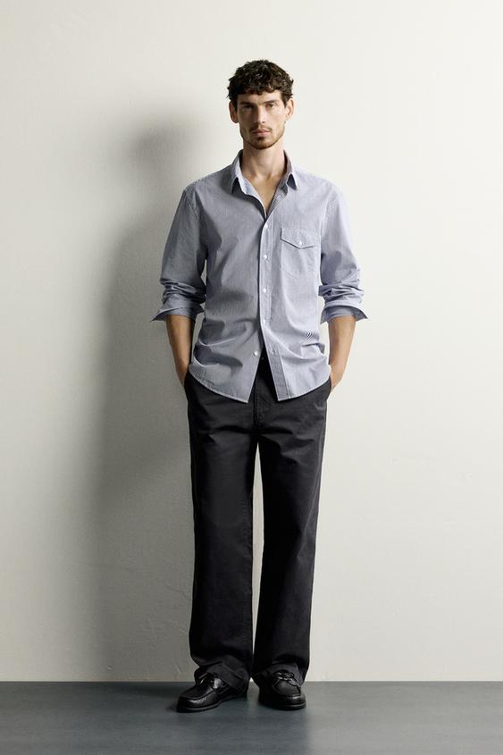 REGULAR FIT STRIPED SHIRT - Blue/White by Zara - Image 0