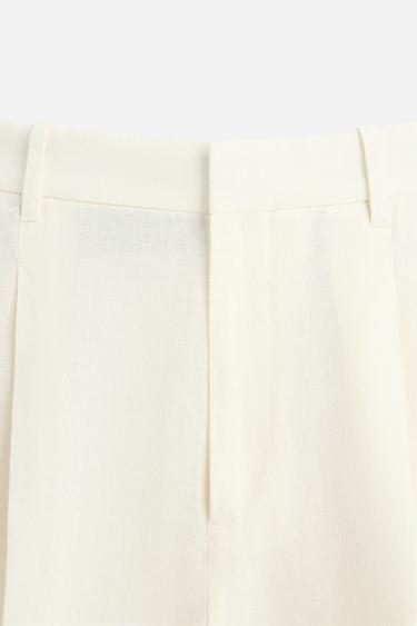 PANTALON 100 % LIN À PLIS LIMITED EDITION - Écru de Zara - Image 7