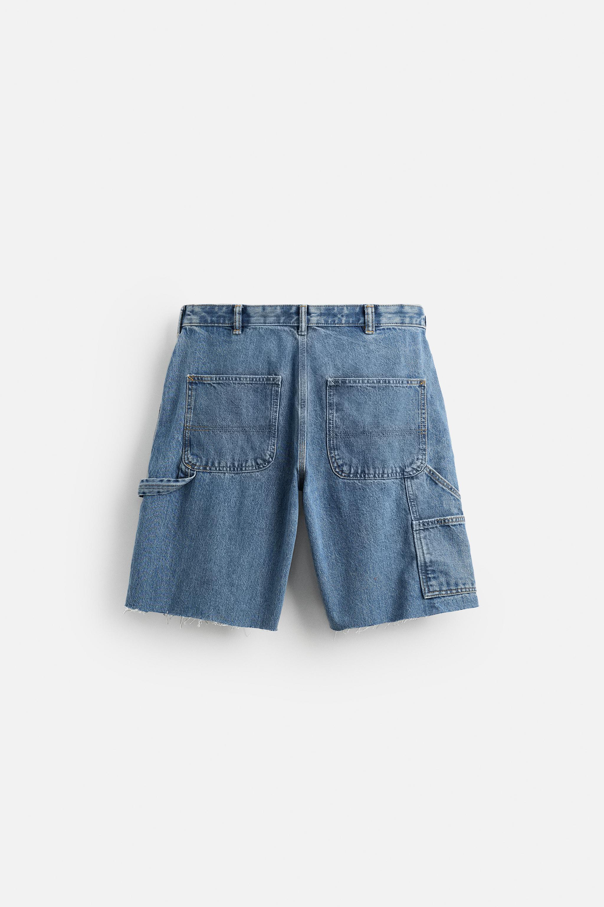CARPENTER POCKET DENIM BERMUDA SHORTS - Light blue | ZARA