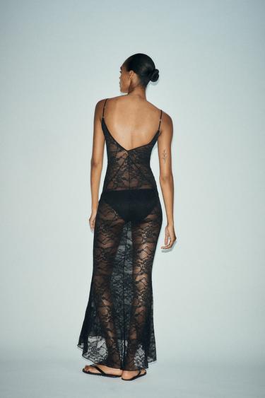 LONG LACE DRESS - Black by Zara - Image 2