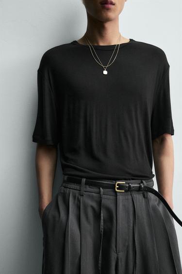 T-SHIRT RELAXED FIT 100% BAMBOU - Noir de Zara - Image 5