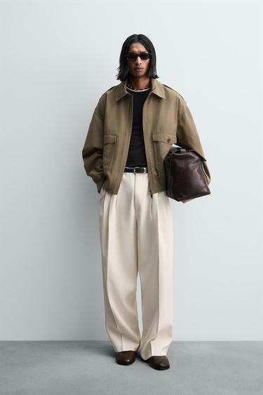 LIMITED EDITION VISCOSE PLEATED TROUSERS - Oyster-white by Zara - Image 0