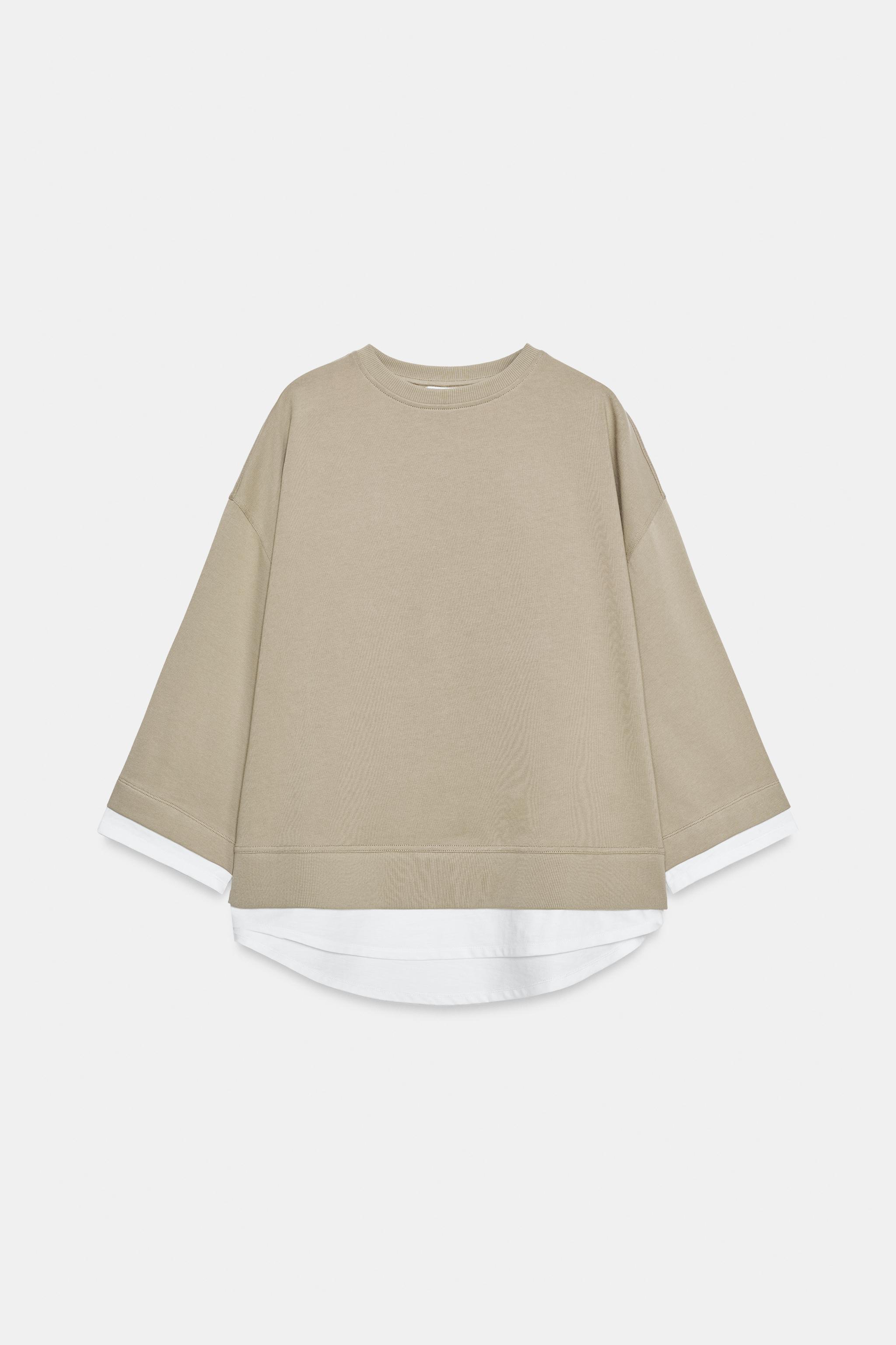 Zara KONTRAST DETAYLI UZUN KOLLU SWEATSHIRT görsel 5