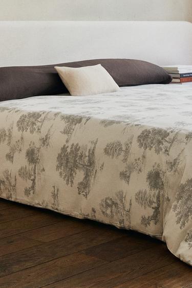 HOUSSE DE COUETTE SATIN TOILE DE JOUY - Gris clair de Zara