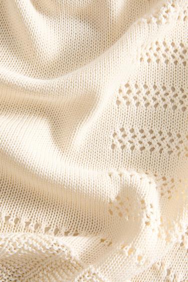 CHILDREN'S OPENWORK COTTON BLANKET - Ecru by Zara - Image 3