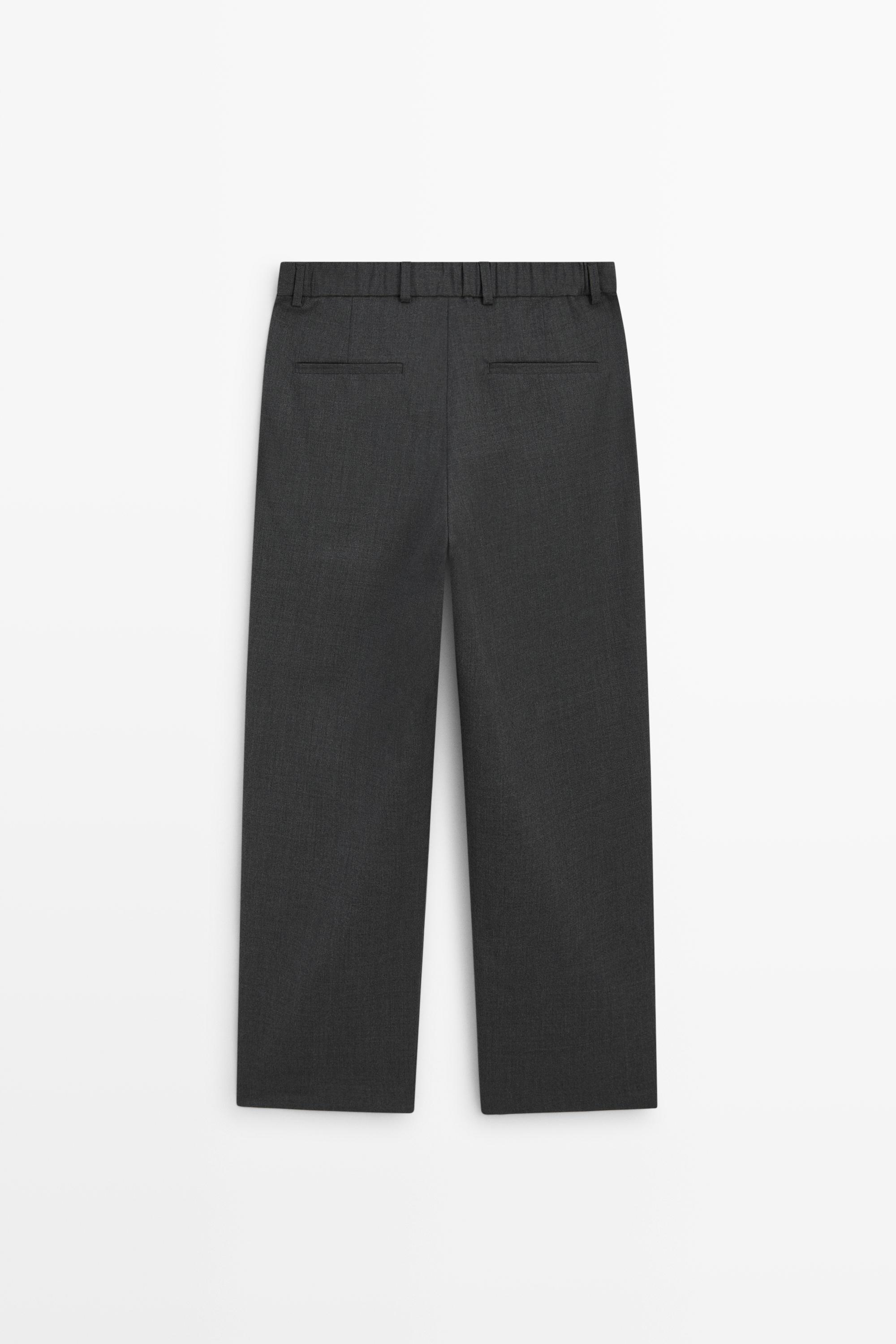 100% cool wool relaxed fit pants with darts