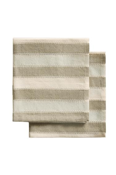 PACK SERVILLETAS FRANJAS Y ENTREDOSES (PACK DE 2) - VERDOSO de Zara