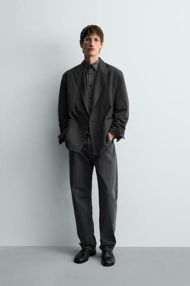 JEANS STRAIGHT FIT - Gri / Bojëqielle nga Zara