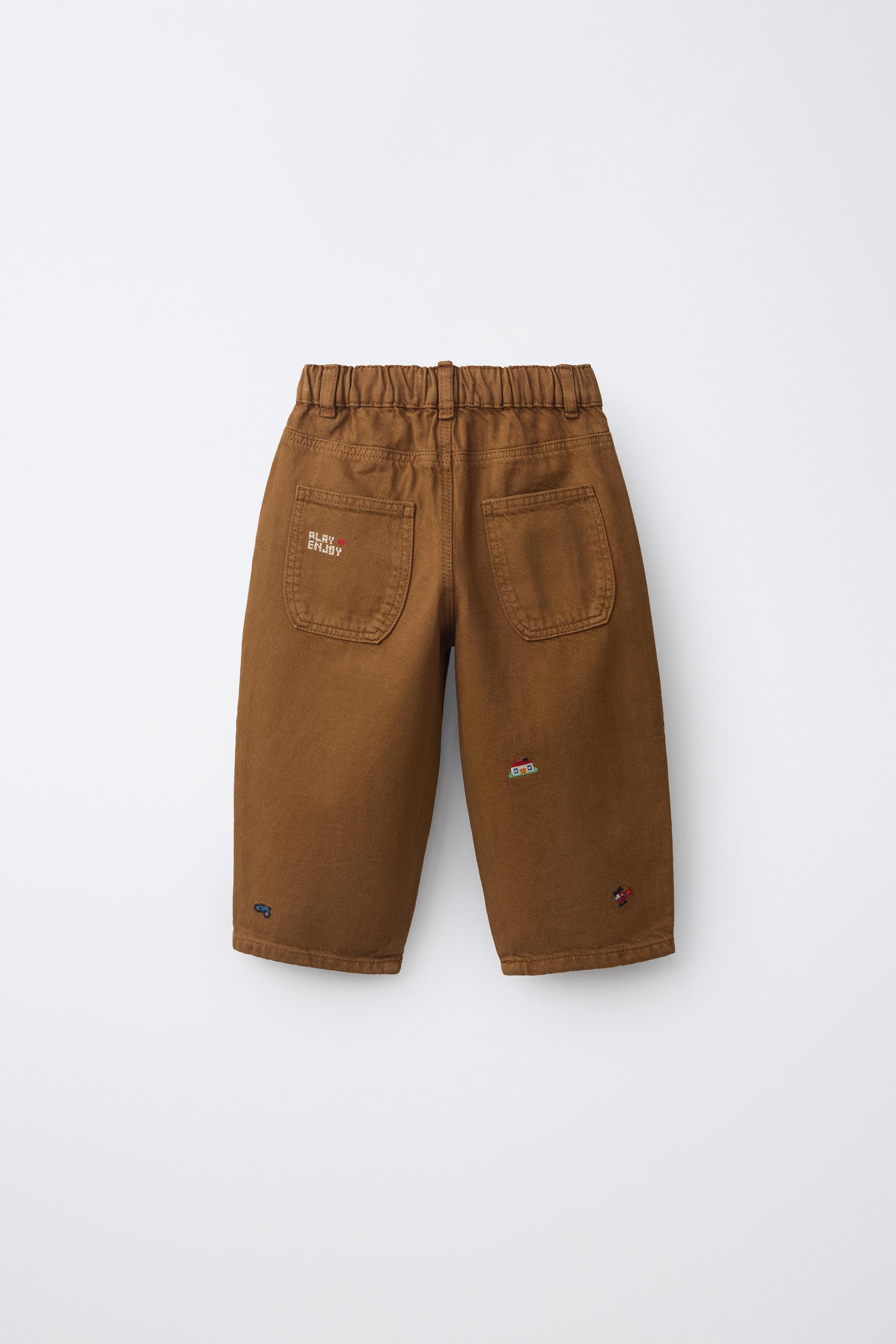 Детские брюки Zara EMBROIDERED BAGGY TROUSERS — фото 3