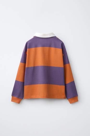 FRUIT OF THE LOOM EMBROIDERED STRIPED POLO SHIRT — Purple 2
