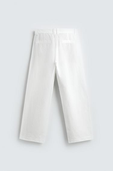 PANTALON COUPE LARGE À PLIS - Blanc de Zara - Image 7