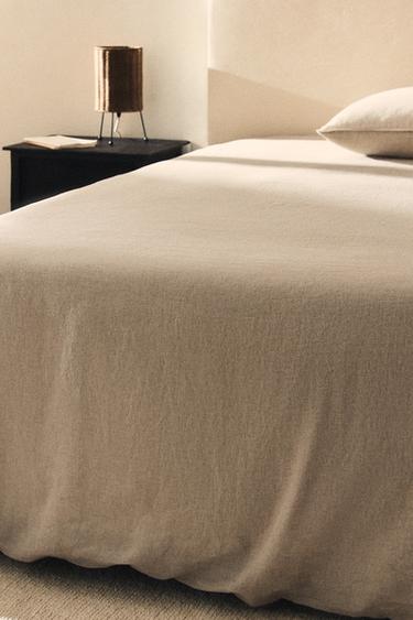 Zara LINEN DUVET COVER - Light beige