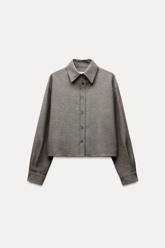 ZW COLLECTION SHORT PLEATED SHIRT - Light grey by Zara
