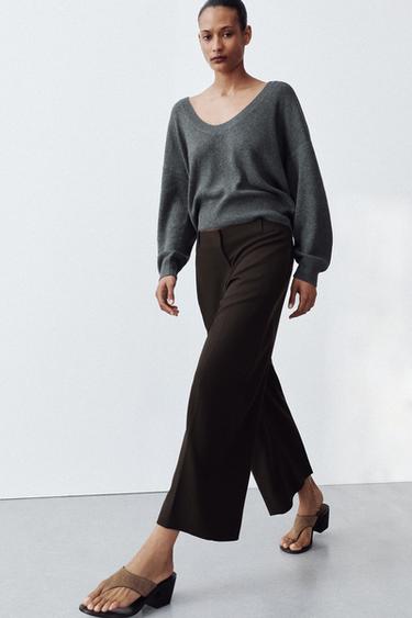 ZW COLLECTION CROP TROUSERS - Brown by Zara