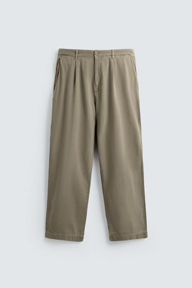 PANTALÓN FLUIDO ALGODÓN - LINO - Tostado de Zara